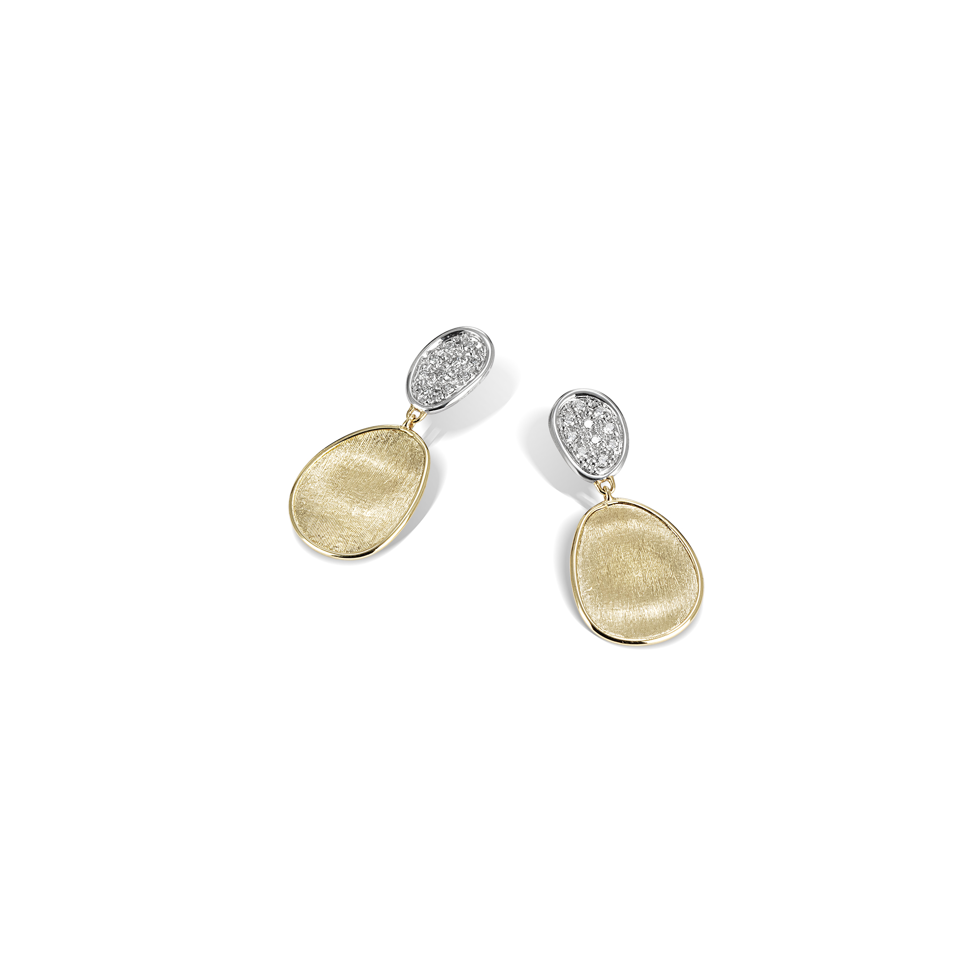 18K Yellow and White Gold Lunaria Collection Double Station Diamond Drop Earrings
